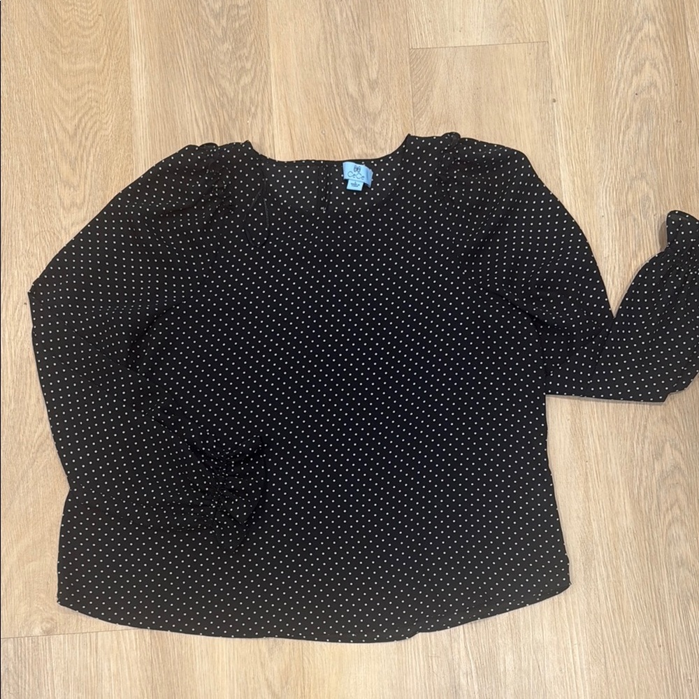 CeCe Black and White Polka Dot Blouse